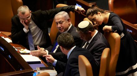 Der israelische Premier Netanjahu während der Knessetsitzung.