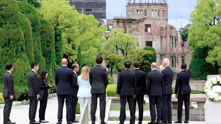 Die G7-Staatschefs vor dem „Atomic Dome“ in Hiroshima.