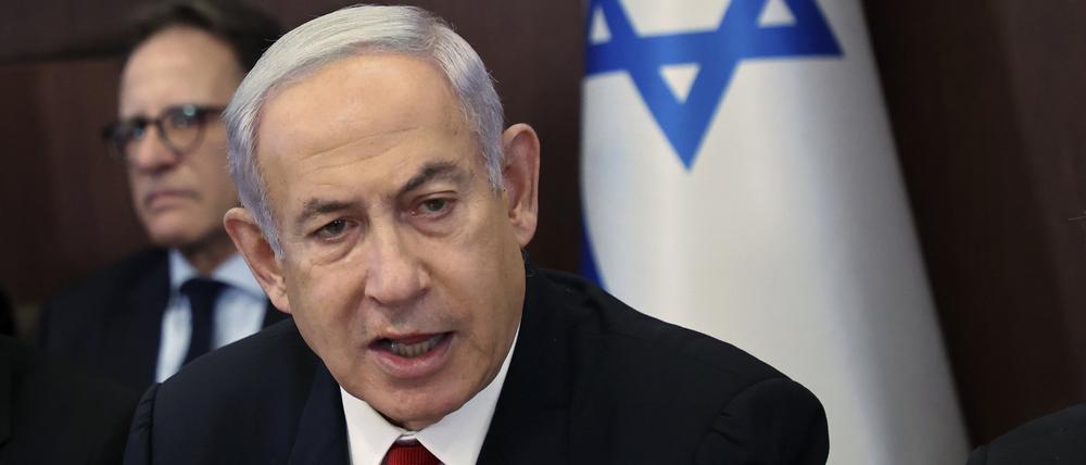 Benjamin Netanjahu, Ministerpräsident von Israel nimmt an der wöchentlichen Kabinettssitzung teil. 