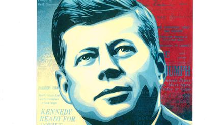 Inspiriert als Porträt. So sieht der US-Künstler Shepard Fairey den legendären US-Präsidenten John F. Kennedy.