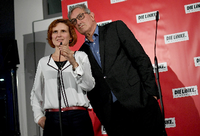 Linkspartei-Chefs Bernd Riexinger und Katja Kipping am Dienstag auf der Klausurtagung der Bundestagsfraktion in Potsdam.