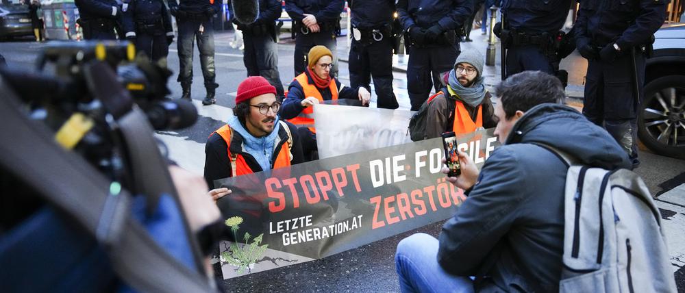 Klimaaktivisten der Organisation „Letzte Generation“ in Wien.