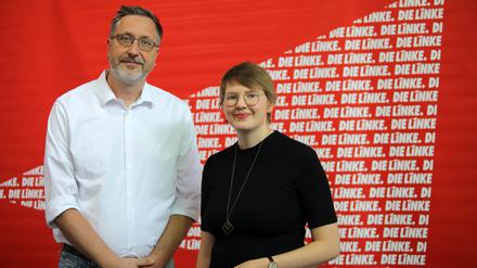 Neuer Kreisvorstand der Partei Die Linke in Potsdam gewählt. Jörg Schindler (51) und Iris Burdinski (32)