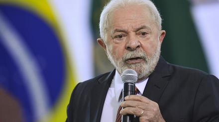 Lula da Silva, Präsident von Brasilien, spricht auf einer Veranstaltung mit Vorsitzenden von Gewerkschaftsverbänden am Regierungssitz Planalto. 