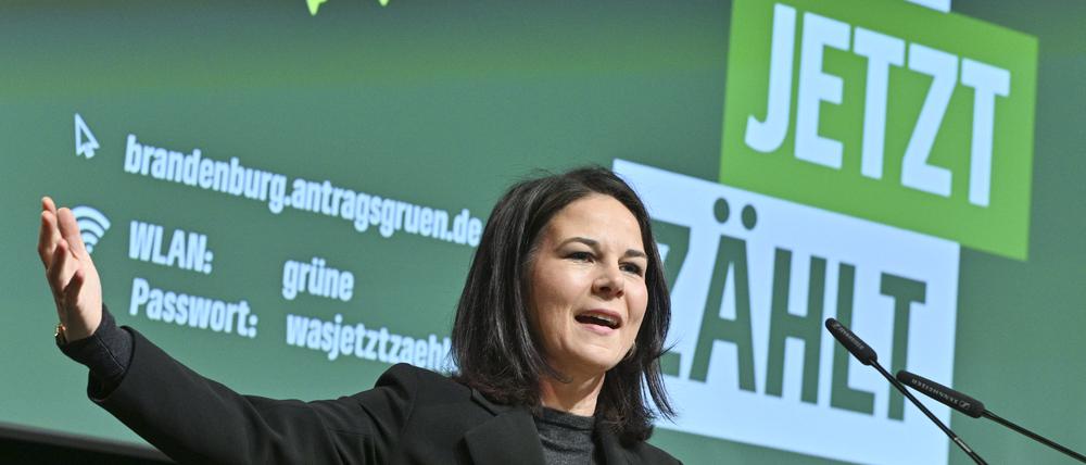 Außenministerin Annalena Baerbock aus Potsdam sprach ihrer Partei für den Landtagswahlkampf Mut zu.