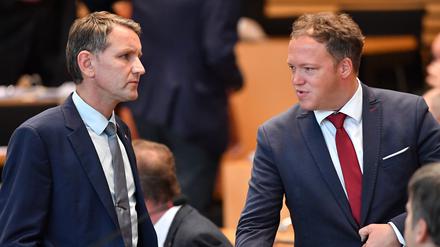 Gegenspieler im Land: CDU-Landeschef Mario Voigt und AfD-Frontmann Björn Höcke.