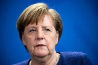 Bundeskanzlerin Angela Merkel (CDU) bei einer Pressekonferenz.