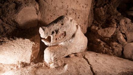 Gut getroffen: Ein Stein-Wildschwein in Lebensgröße, gefunden im Unesco-Welterbe Göbekli Tepe, an dem bis heute geforscht wird.