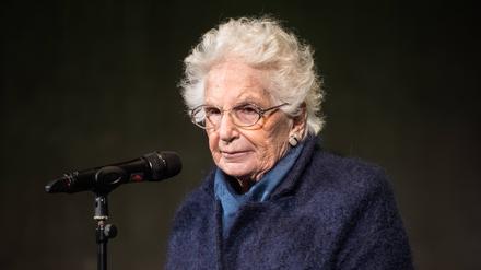 Liliana Segre im Februar 2022 während der Gedenkstunde zur Deportation der Juden ihrer Heimatstadt Mailand im Januar 1944 - sie war eine der Verschleppten.