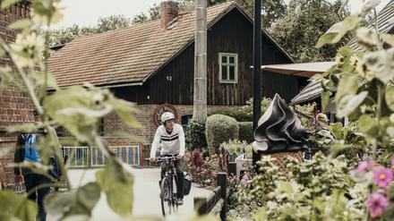 Europe, Germany, Brandenburg, Spreewald, Luebbenau, bike trail between the villages Leipe and Lehde. Rider: Kai Röger.