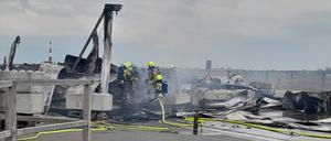 Die rund 1000 Quadratmeter große Halle brannte komplett ab und stürzte ein. Die meisten Bewohner verloren ihr gesamtes Hab und Gut.