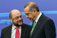 Martin Schulz und der türkische Präsident Recep Tayyip Erdogan im Januar in Brüssel.