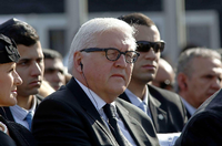 Bundesaußenminister Frank-Walter Steinmeier bei der Trauerfeier für Ariel Scharon in Jerusalem.