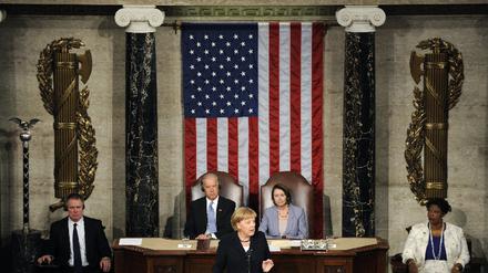 Merkel dankt im Kongress den USA