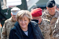Bundeskanzlerin Angela Merkel bei ihrem Kurzbesuch in Afghanistan. Merkel hatte zuletzt am 18. Dezember 2010 Afghanistan besucht. Zuvor war sie 2007 und 2009 in dem Land.