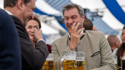 Bayerns Ministerpräsident Markus Söder (CSU) an diesem Samstag auf dem Aubinger Herbstfest.