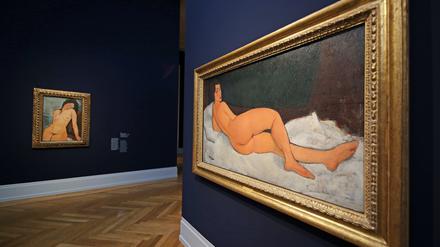 Museum Barberini Potsdam. Neue Barberini-Schau "Moderne Blicke". Amadeo Modigliani, "Auf der Seite liegender Fraunakt", 1917