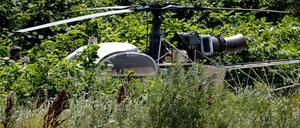 Ein Hubschrauber Alouette II, mit dem der Kriminelle Redoine Faid 2018 aus dem Gefängnis in Reau geflohen ist.