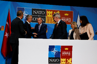 Olaf Scholz auf der Pressekonferenz am Ende des NATO-Gipfels in Madrid.