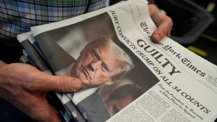 „Schuldig“ – die Titelseite der „New York Times“ am Tag nach der Verurteilung von Ex-US-Präsident Donald Trump.