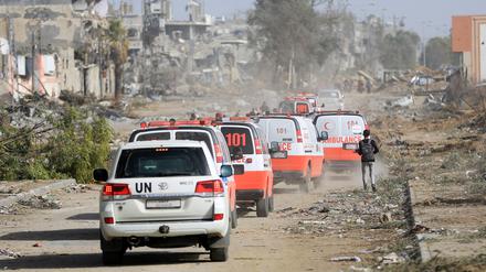 Ein Hilfskonvoi auf dem Weg nach Gaza-Stadt.