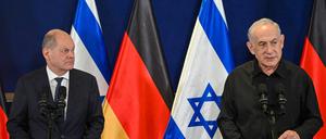 Bundeskanzler Olaf Scholz und der israelische Ministerpräsident Benjamin Netanjahu. 