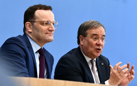 Jens Spahn und Armin Laschet bei der Vorstellung der gemeinsamen Idee für die CDU-Führung