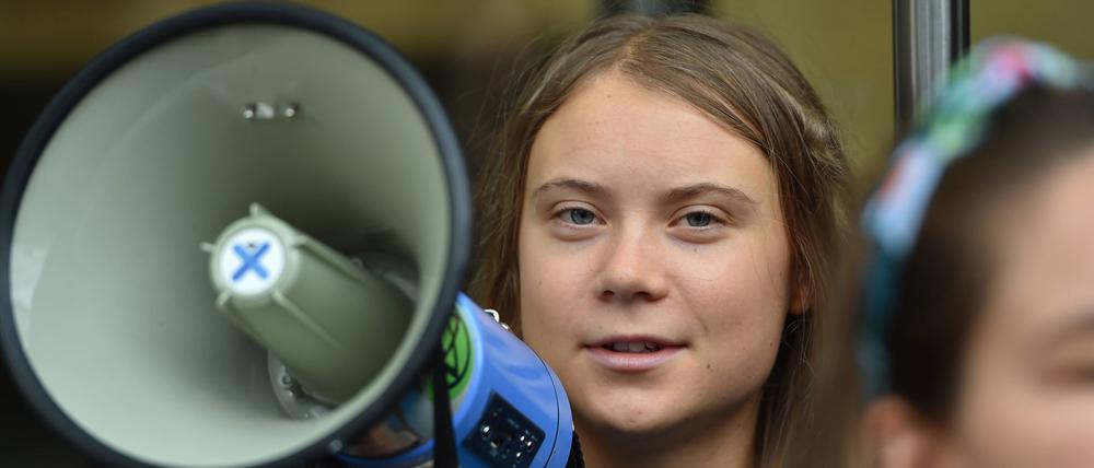 Greta Thunberg bei einem Klimaprotest in London.