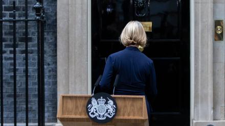 Eine Premierministerin tritt ab: Liz Truss am Donnerstag nach Bekanntgabe ihres Rücktritts.