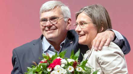 Jörg Hofmann und Christiane Benner beim letzten Gewerkschaftstag 2019. 