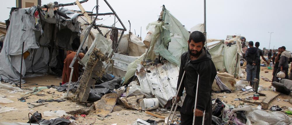 Zerstörtes Flüchtlingslager in Rafah.