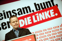 Der Landesvorsitzende der Berliner Partei Die Linke, Klaus Lederer. Hier auf dem Landesparteitag im März.