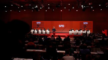Franziska Giffey (SPD), regierende Bürgermeisterin von Berlin, spricht beim vergangenen Landesparteitag der SPD im November 2022.