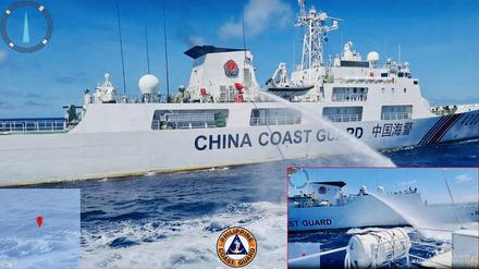 Die philippinischen Küstenwache veröffentlichte Fotos, die die chinesische Attacke zeigen sollen. 