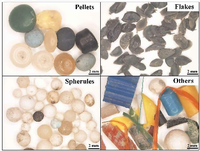Verschiedene Arten von kleinem Plastikmüll, wie er in der Donau gefunden wurde.