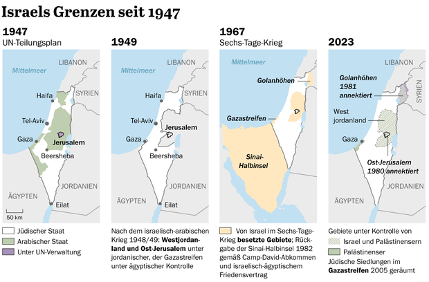 Die Entwicklung Israels seit dem UN-Teilungsplan 1947.