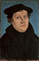 Martin Luther (1483-1546) auf einem Bild von Lucas Cranach dem Älteren.