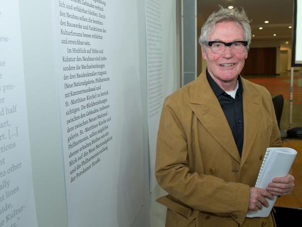 Jury President Arno Lederer poses in Berlin on February 25, 2016 as part of the presentation of the 460 contributions to the Museum der Moderne. 