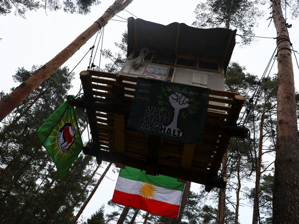 Die Aktivisten wollen die Besetzung des Waldes nicht so schnell aufgeben.