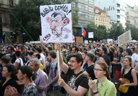 Zehntausende demonstrierten auf dem Wenzelsplatz.