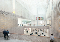 So soll das geplante Museum der Moderne am Berliner Kulturforum aussehen: Passage und Museum aus Glas und Backstein.