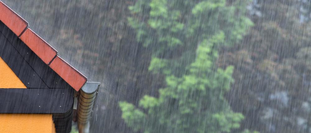 ARCHIV - 01.08.2017, Brandenburg, Sieversdorf: Regen fällt in Strömen. (zu dpa: «Gewitter in Brandenburgs Nordosten: Hausbrand und beschädigte Bäume») Foto: Patrick Pleul/dpa-Zentralbild/dpa +++ dpa-Bildfunk +++