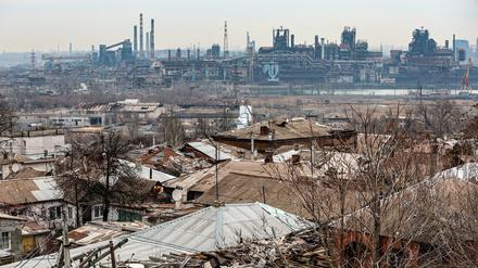 RUSSIA, DONETSK PEOPLE S REPUBLIC - FEBRUARY 13, 2024: A view of the city of Mariupol and the Azovstal Iron and Steel Works. Dmitry Yagodkin/TASS PUBLICATIONxINxGERxAUTxONLY 67290379