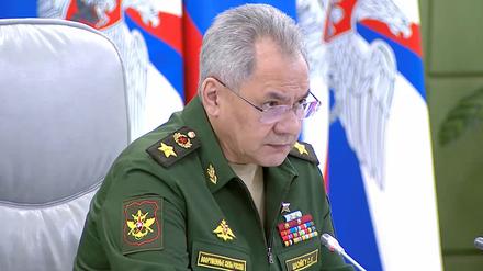 Der russische Verteidigungsminister Schoigu bei einer Konferenz Ende Mai.