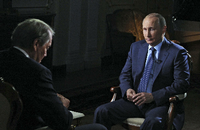 Der russische Präsident Putin bei einem Interview in den USA: Militärische Hilfe für Assad ja, Bodentruppen nein.