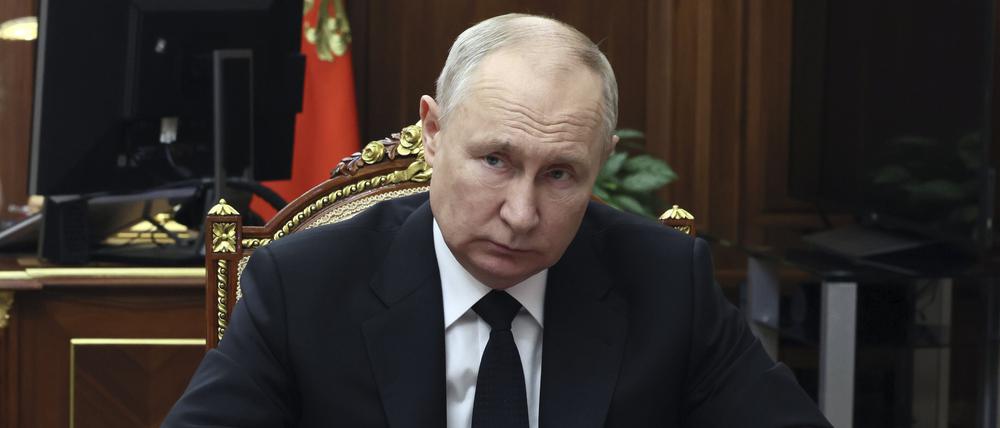 Das von der staatlichen russischen Nachrichtenagentur Sputnik via AP veröffentlichte Bild zeigt Wladimir Putin, Präsident von Russland.