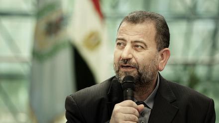 Saleh al-Aruri, stellvertretender Vorsitzender des Hamas-Politbüros, spricht.