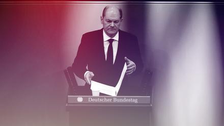 Bundeskanzler Olaf Scholz (SPD) bei seiner Zeitenwende-Rede