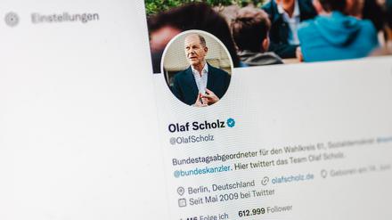 Das Twitter-Profil von Bundeskanzler Olaf Scholz.