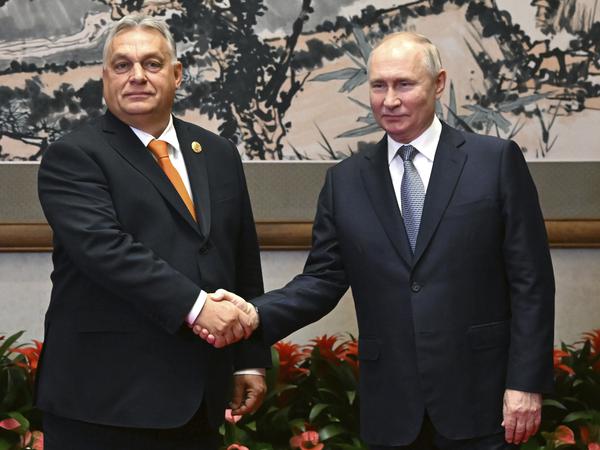 Wladimir Putin (r), Präsident von Russland und Viktor Orban, Ministerpräsident von Ungarn, pflegen ein gutes Verhältnis. 